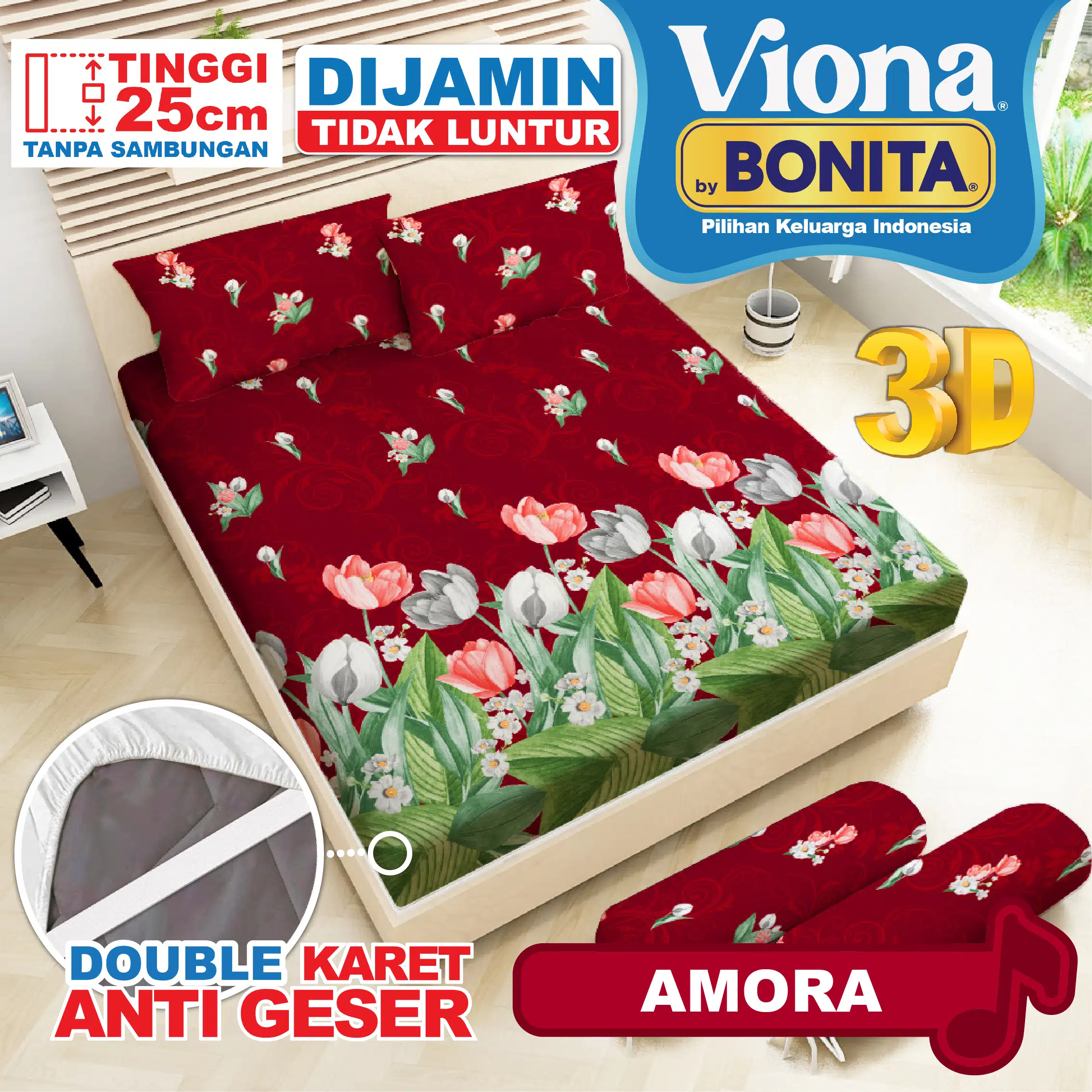 Viona Sprei Fitted Double - Amora